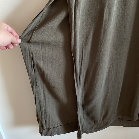 Forever 21 NWOT khaki green kaftan dress / long tunic worn side slits sz L - Picture 4 of 7